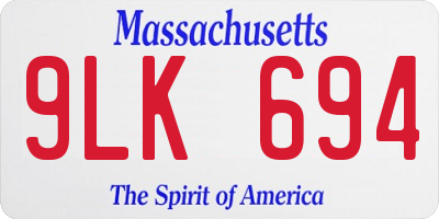 MA license plate 9LK694