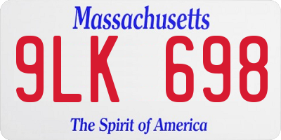 MA license plate 9LK698