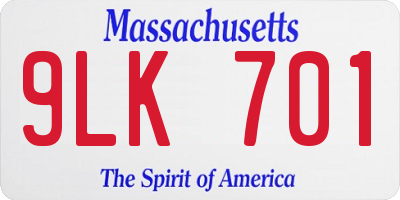 MA license plate 9LK701