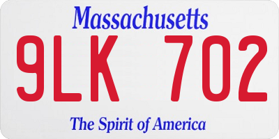 MA license plate 9LK702