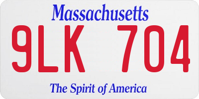 MA license plate 9LK704