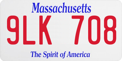 MA license plate 9LK708