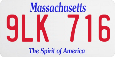 MA license plate 9LK716