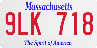 MA license plate 9LK718