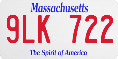 MA license plate 9LK722