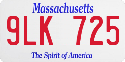 MA license plate 9LK725