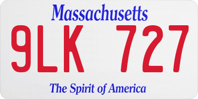 MA license plate 9LK727