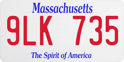 MA license plate 9LK735