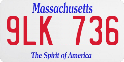 MA license plate 9LK736