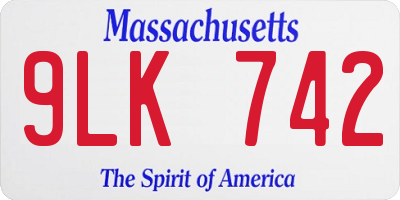 MA license plate 9LK742