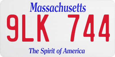 MA license plate 9LK744
