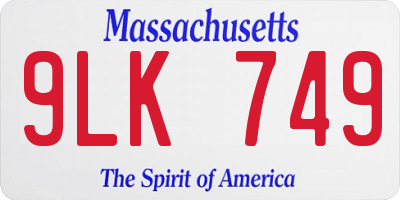 MA license plate 9LK749