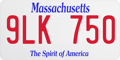 MA license plate 9LK750