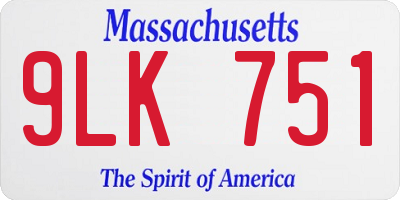 MA license plate 9LK751