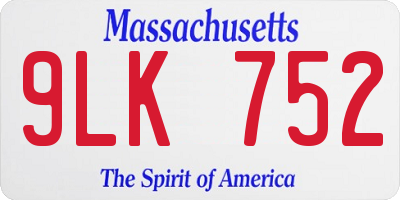 MA license plate 9LK752