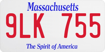 MA license plate 9LK755