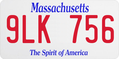 MA license plate 9LK756