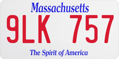 MA license plate 9LK757