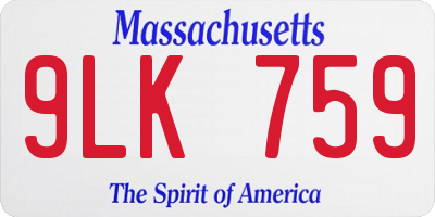 MA license plate 9LK759
