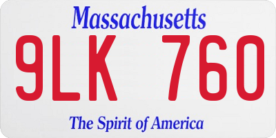 MA license plate 9LK760
