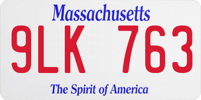 MA license plate 9LK763