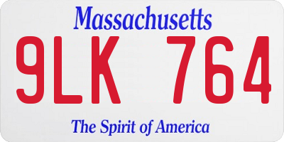 MA license plate 9LK764