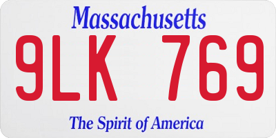 MA license plate 9LK769