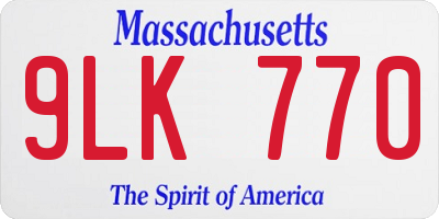 MA license plate 9LK770