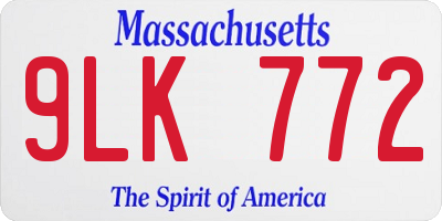 MA license plate 9LK772