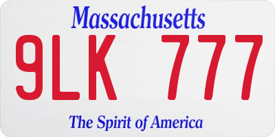 MA license plate 9LK777