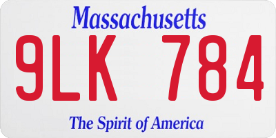 MA license plate 9LK784