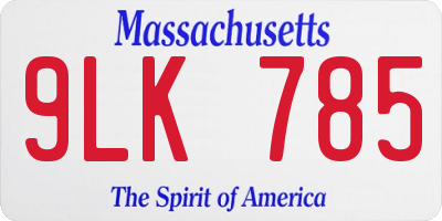 MA license plate 9LK785
