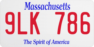 MA license plate 9LK786