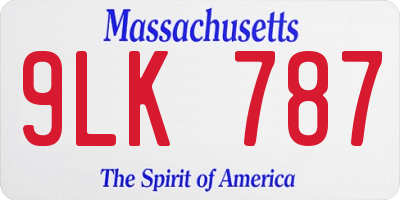 MA license plate 9LK787