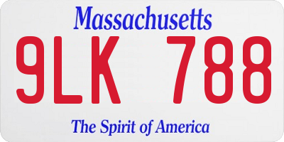 MA license plate 9LK788