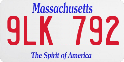 MA license plate 9LK792