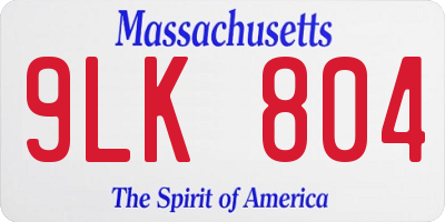 MA license plate 9LK804