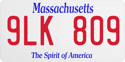 MA license plate 9LK809
