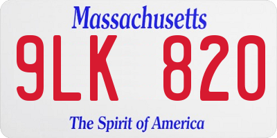 MA license plate 9LK820