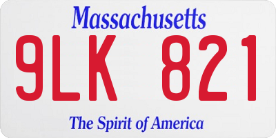 MA license plate 9LK821