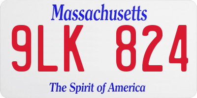 MA license plate 9LK824
