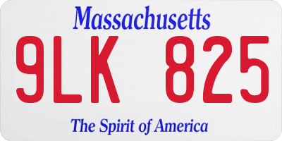 MA license plate 9LK825