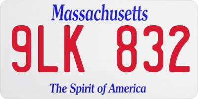 MA license plate 9LK832
