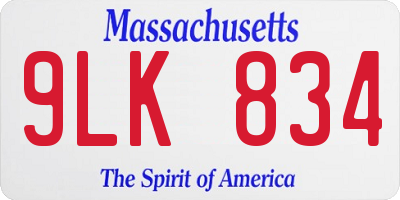 MA license plate 9LK834