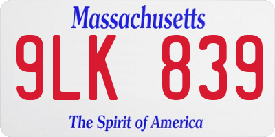 MA license plate 9LK839