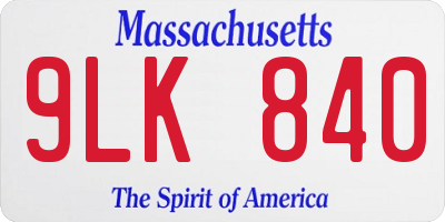 MA license plate 9LK840