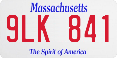 MA license plate 9LK841