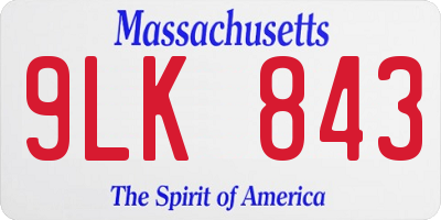 MA license plate 9LK843
