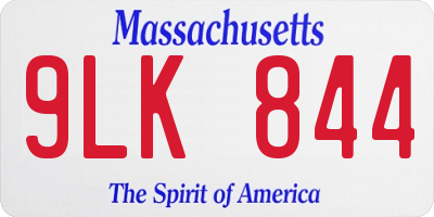MA license plate 9LK844
