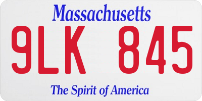 MA license plate 9LK845